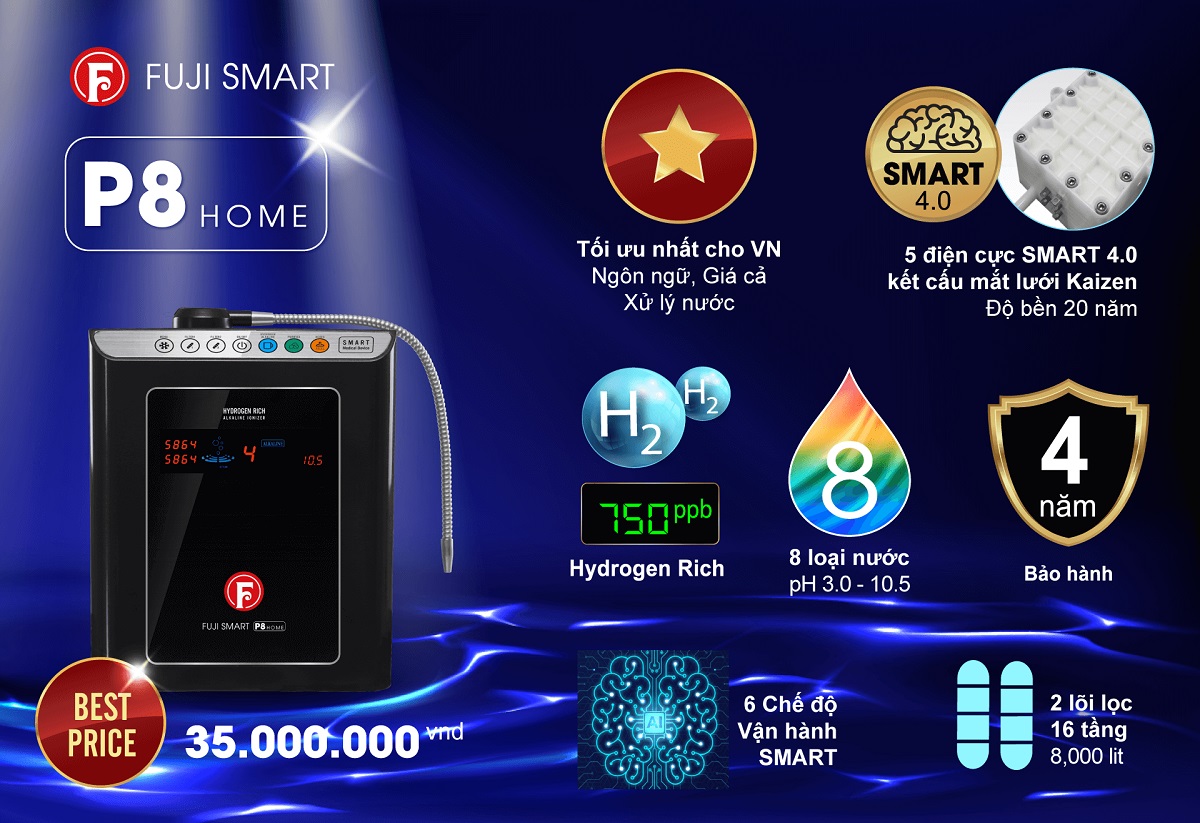 Máy lọc nước ion kiềm Fuji Smart P8 Home có tốt không?