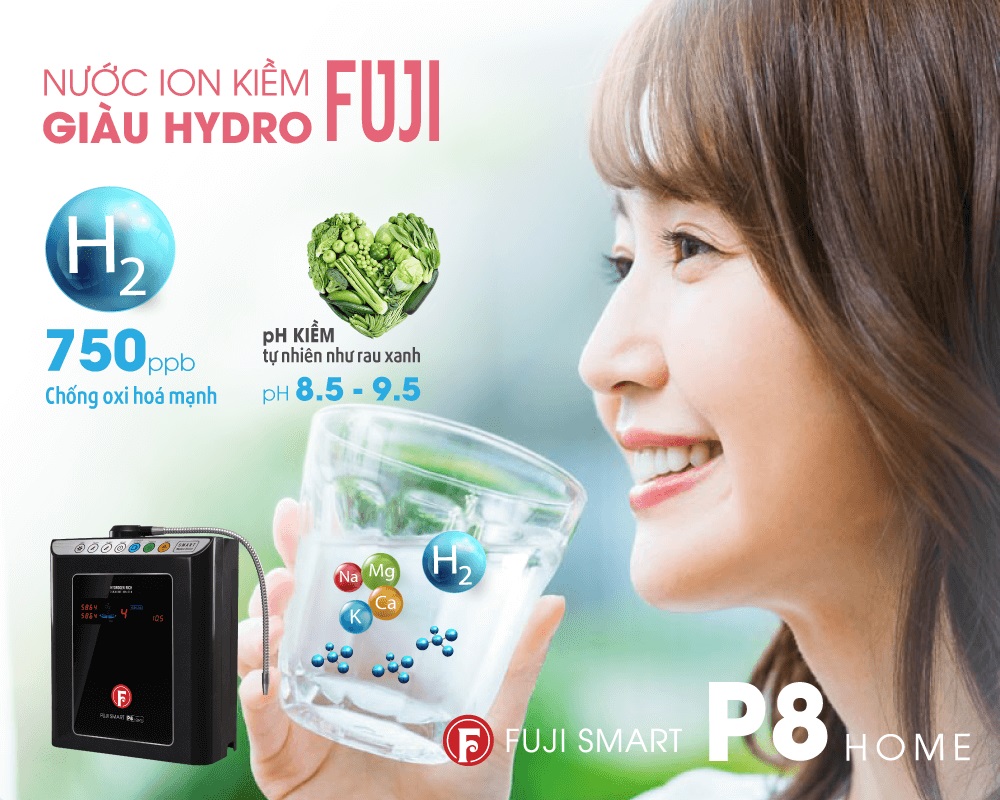 Máy lọc nước ion kiềm Fuji Smart P8 Home tạo nước uống giàu Hydro tốt cho sức khỏe